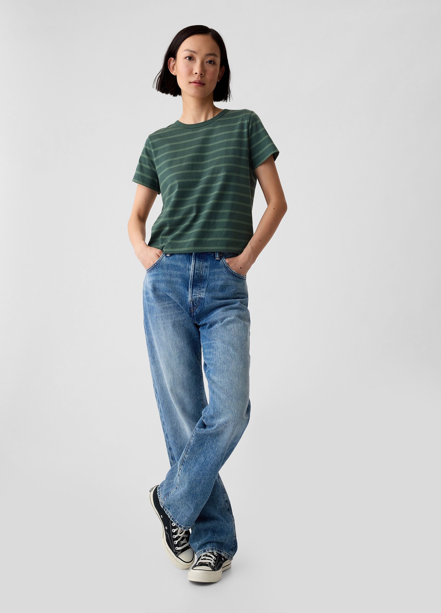 T-shirt in cotone bio con scollo rotondo_1