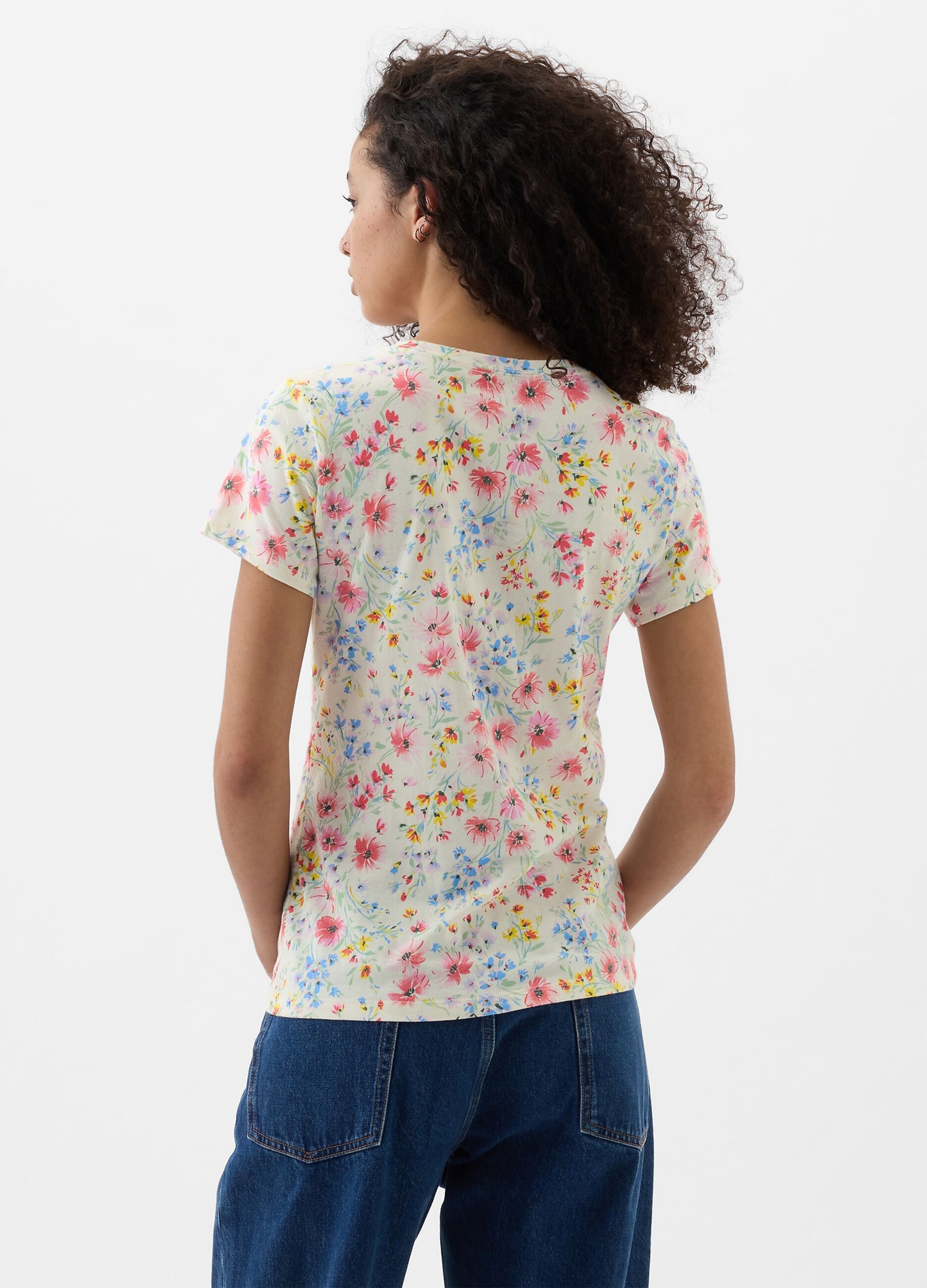 T-shirt floreale con stampa logo_2