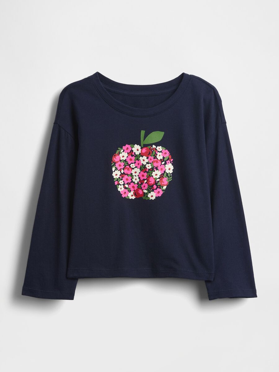 Long-sleeved blue cotton top Girl_0