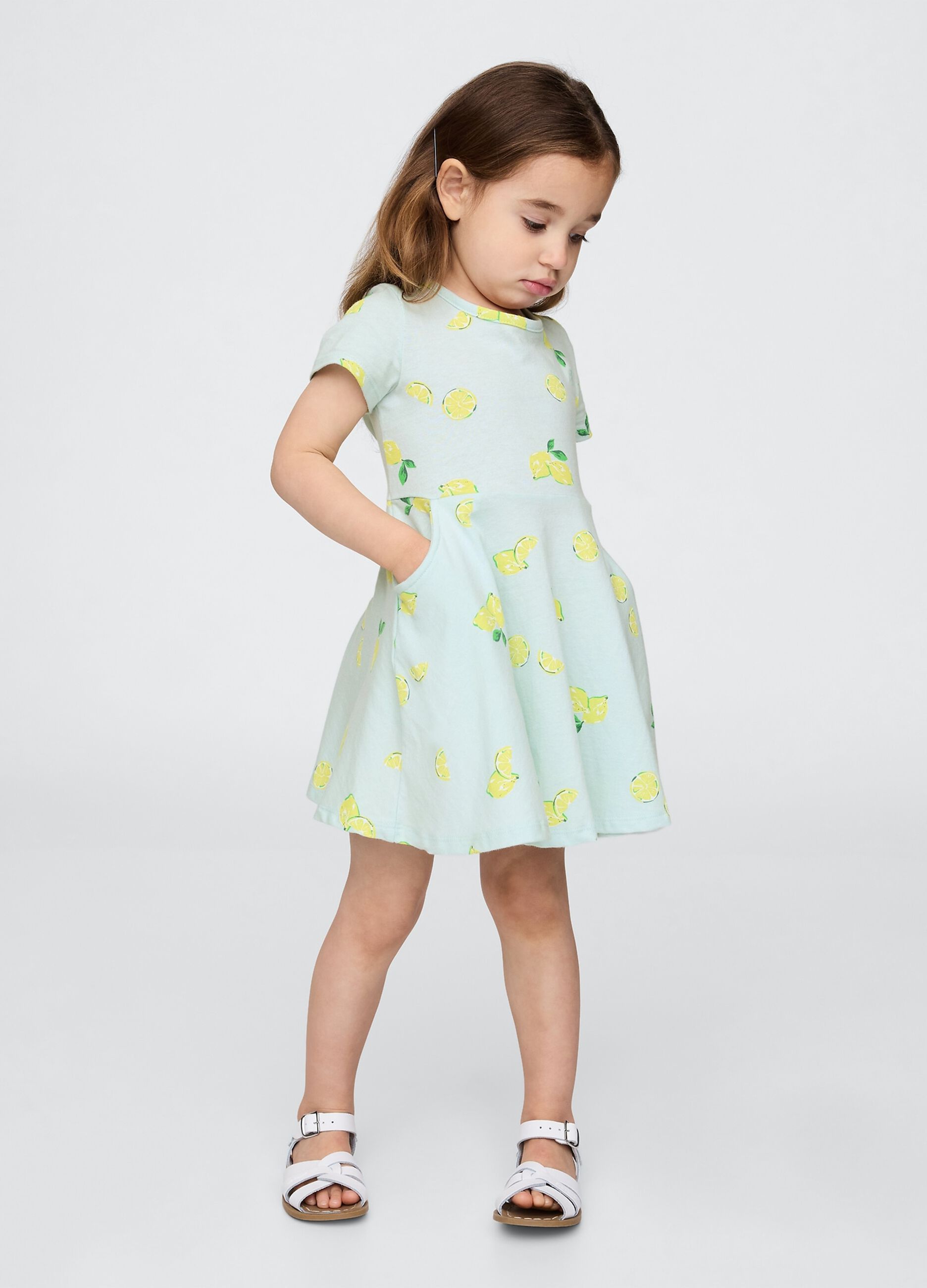 Vestito a fiori con limoni per bambina