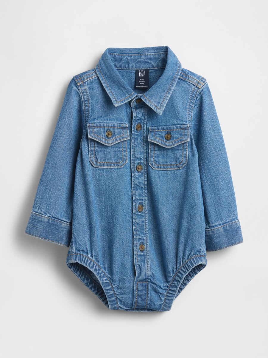 Denim bodysuit for babies Newborn Boy_0