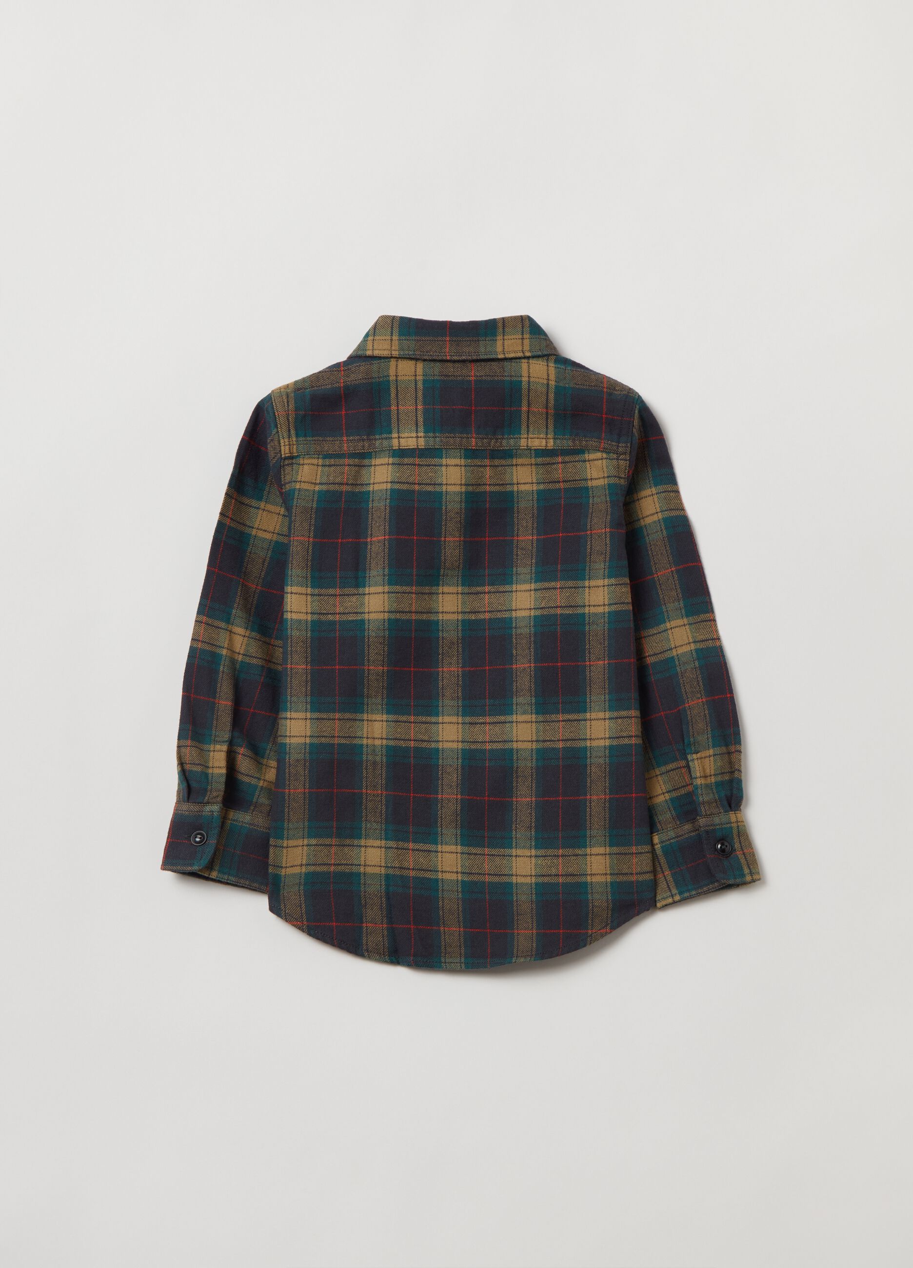 Organic flannel shirt with teddy bear embroidery_3