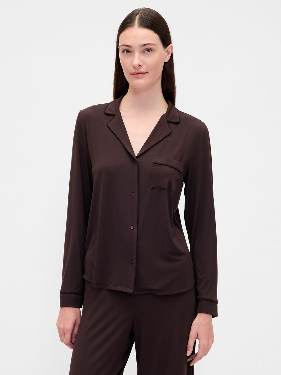 Pigiama marrone elasticizzato in modal Donna_0