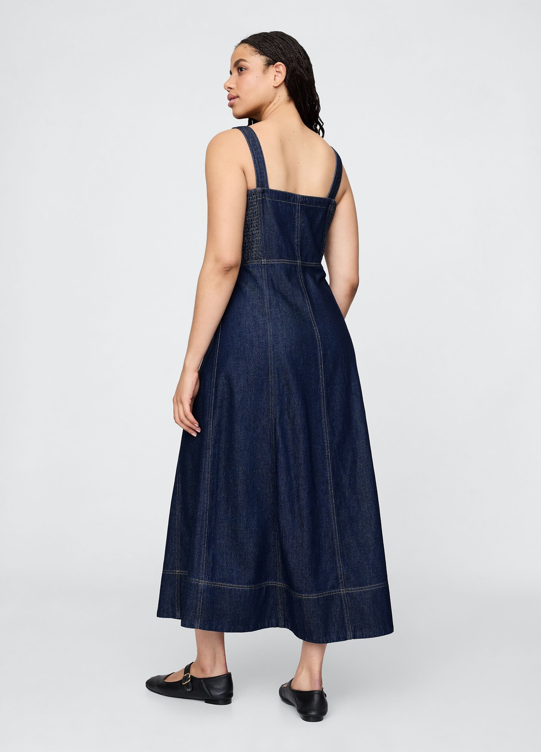 Abito lungo denim con zip frontale_4