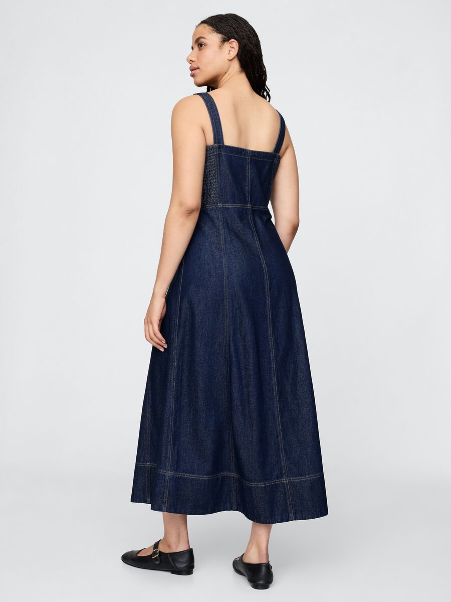Abito lungo denim con zip frontale Donna_4