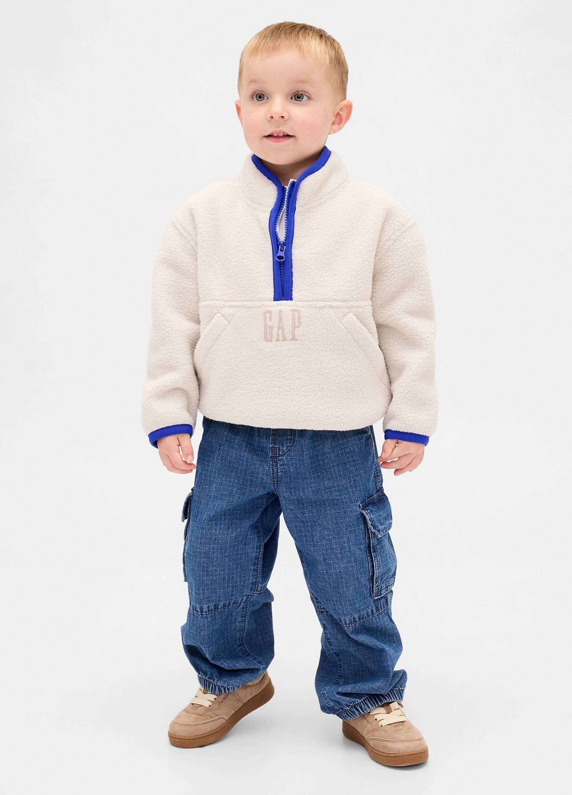 Blue cotton cargo trousers for boys