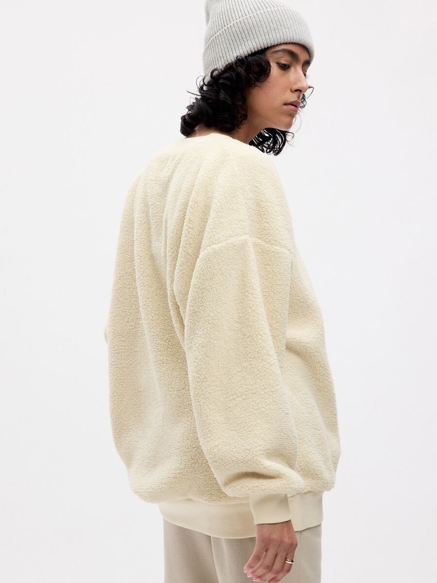Felpa oversize in sherpa con ricamo logo Donna_1