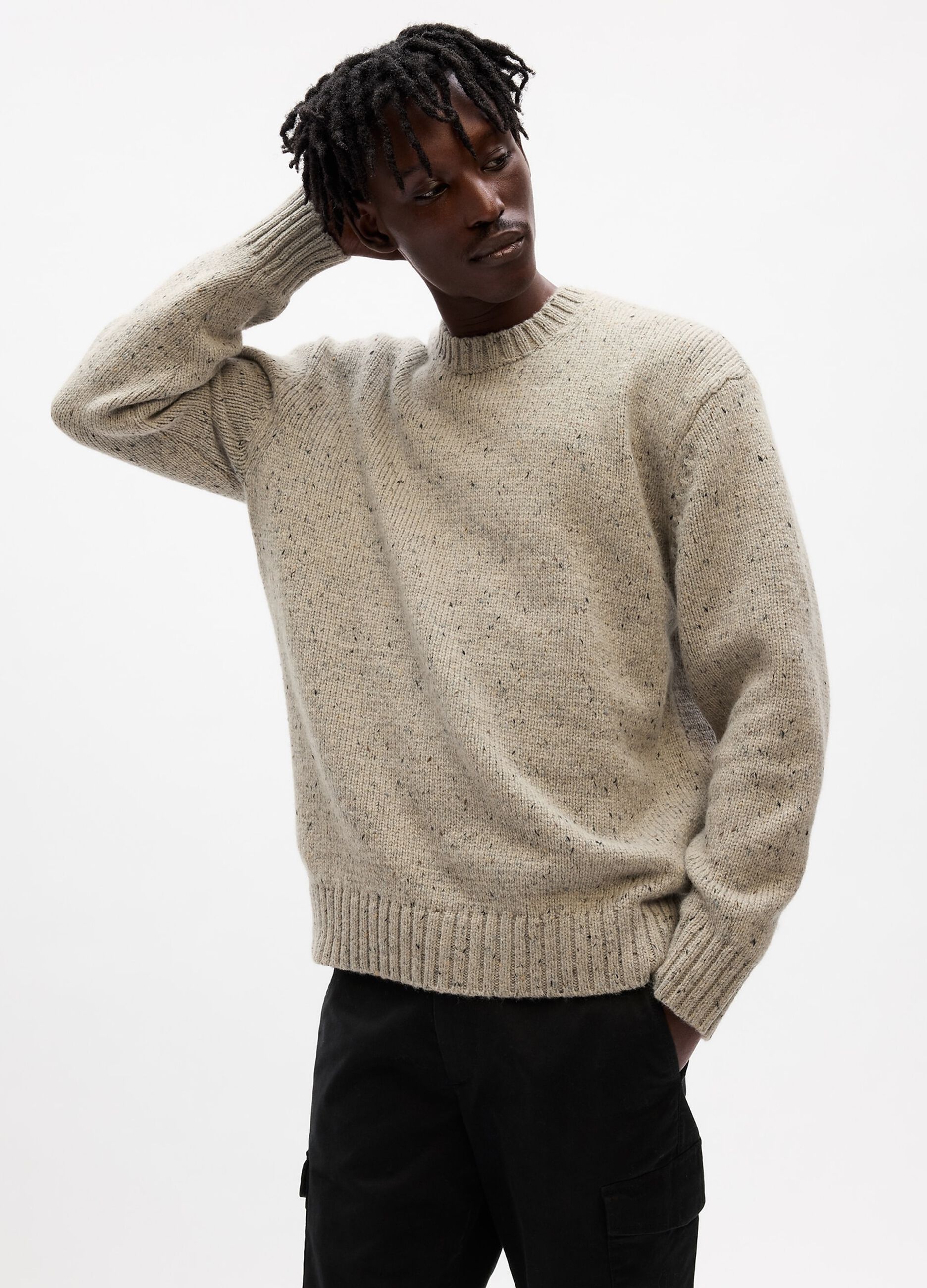 Pullover with round neck and mouliné effect_2