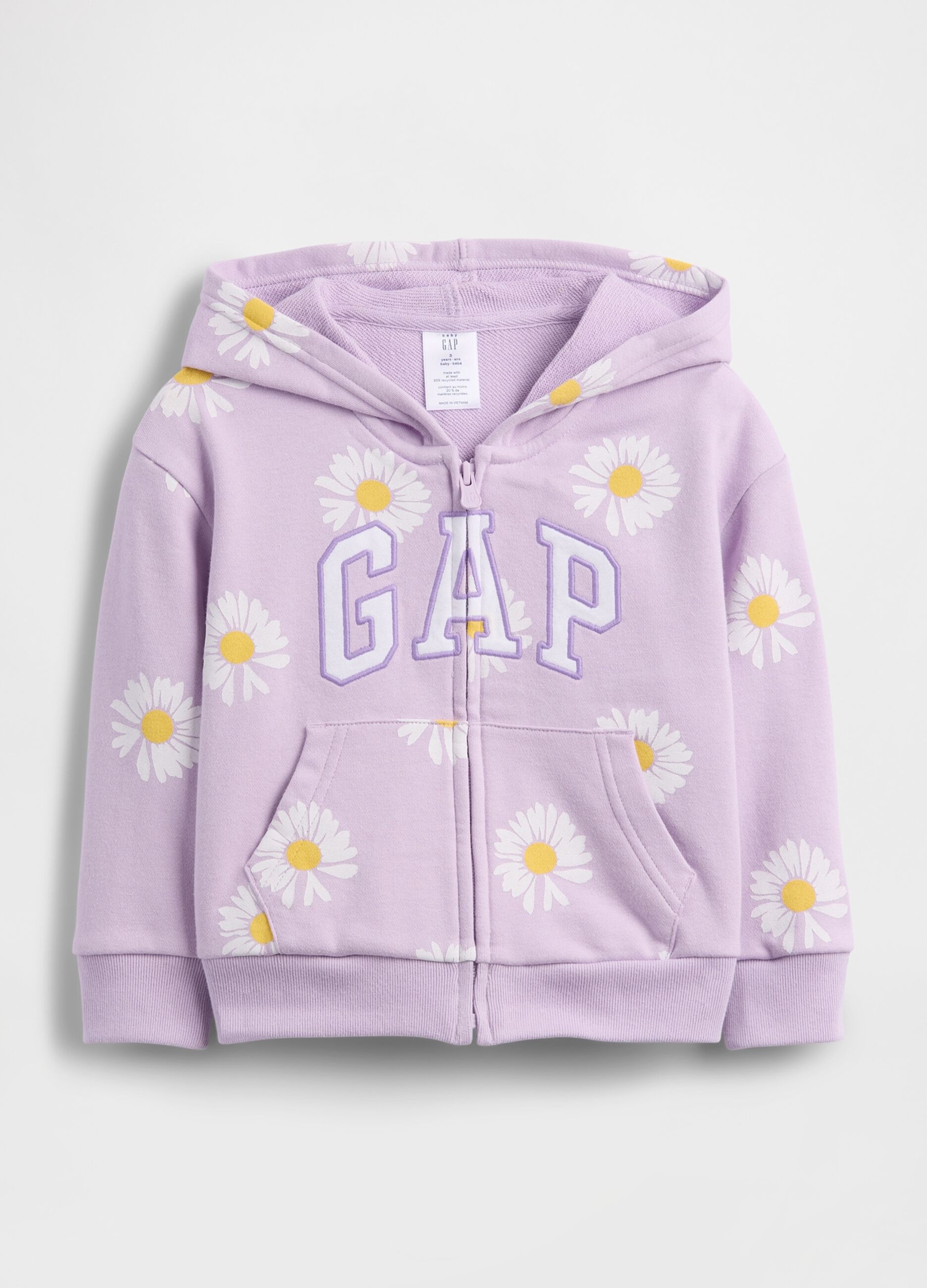 Felpa con logo GAP, cappuccio e zip in misto cotone