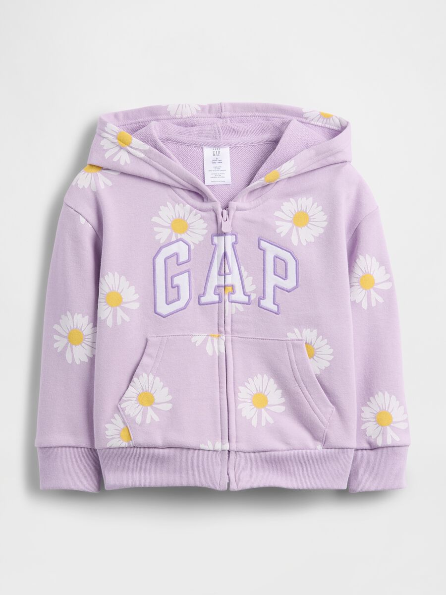 Felpa con logo GAP, cappuccio e zip in misto cotone Bimba_0