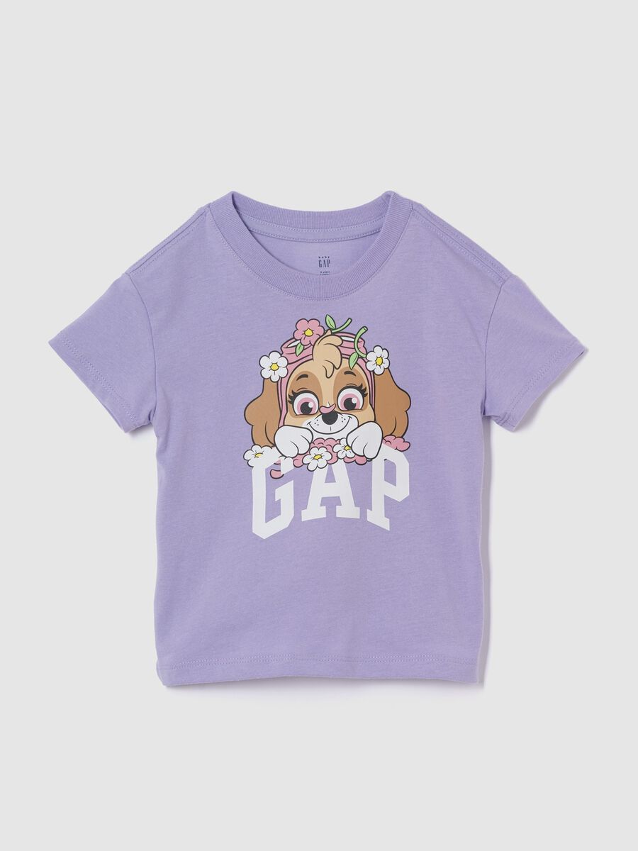 T-shirt viola con stampa cane e logo GAP Bimba_0