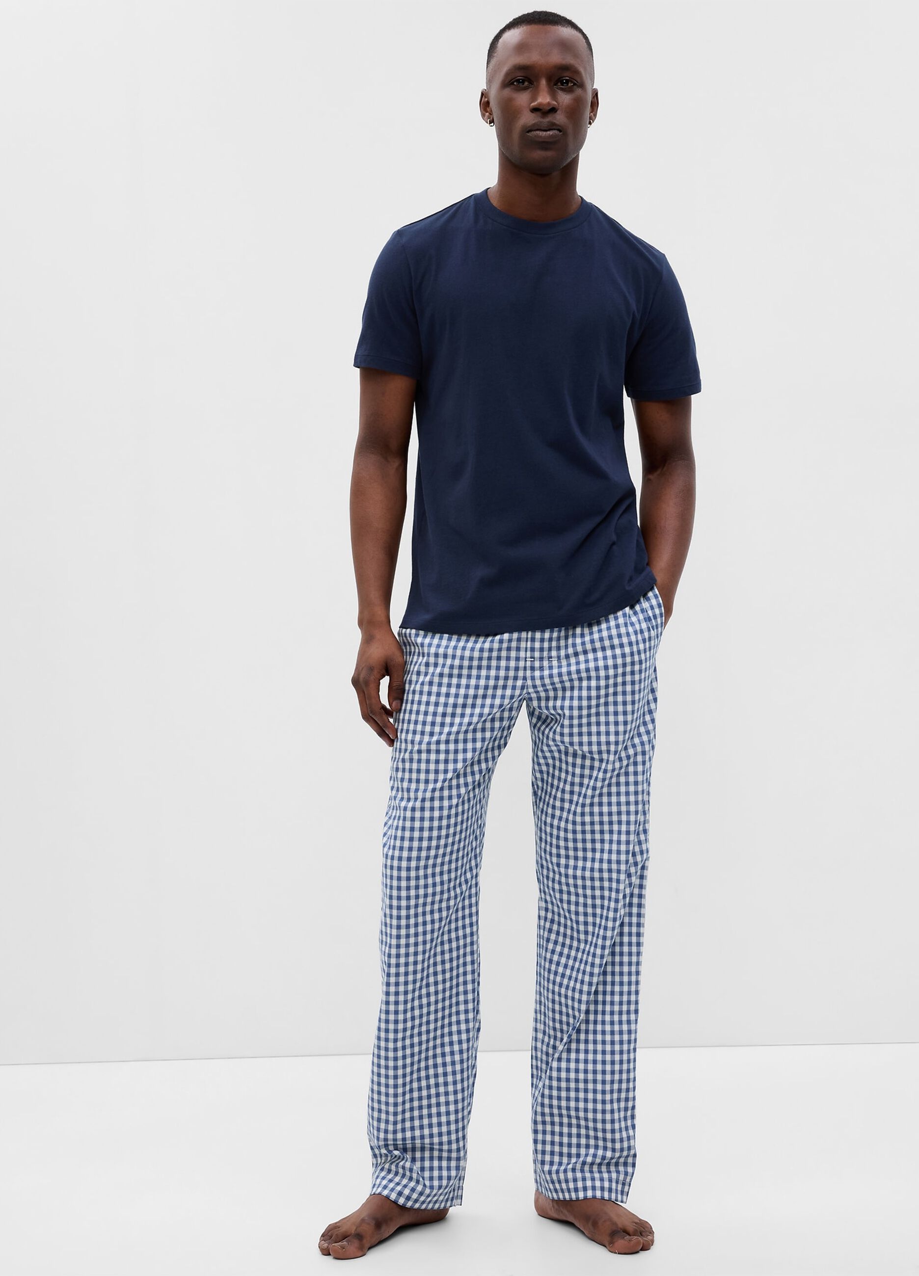 Pantalone pigiama lungo in cotone vichy