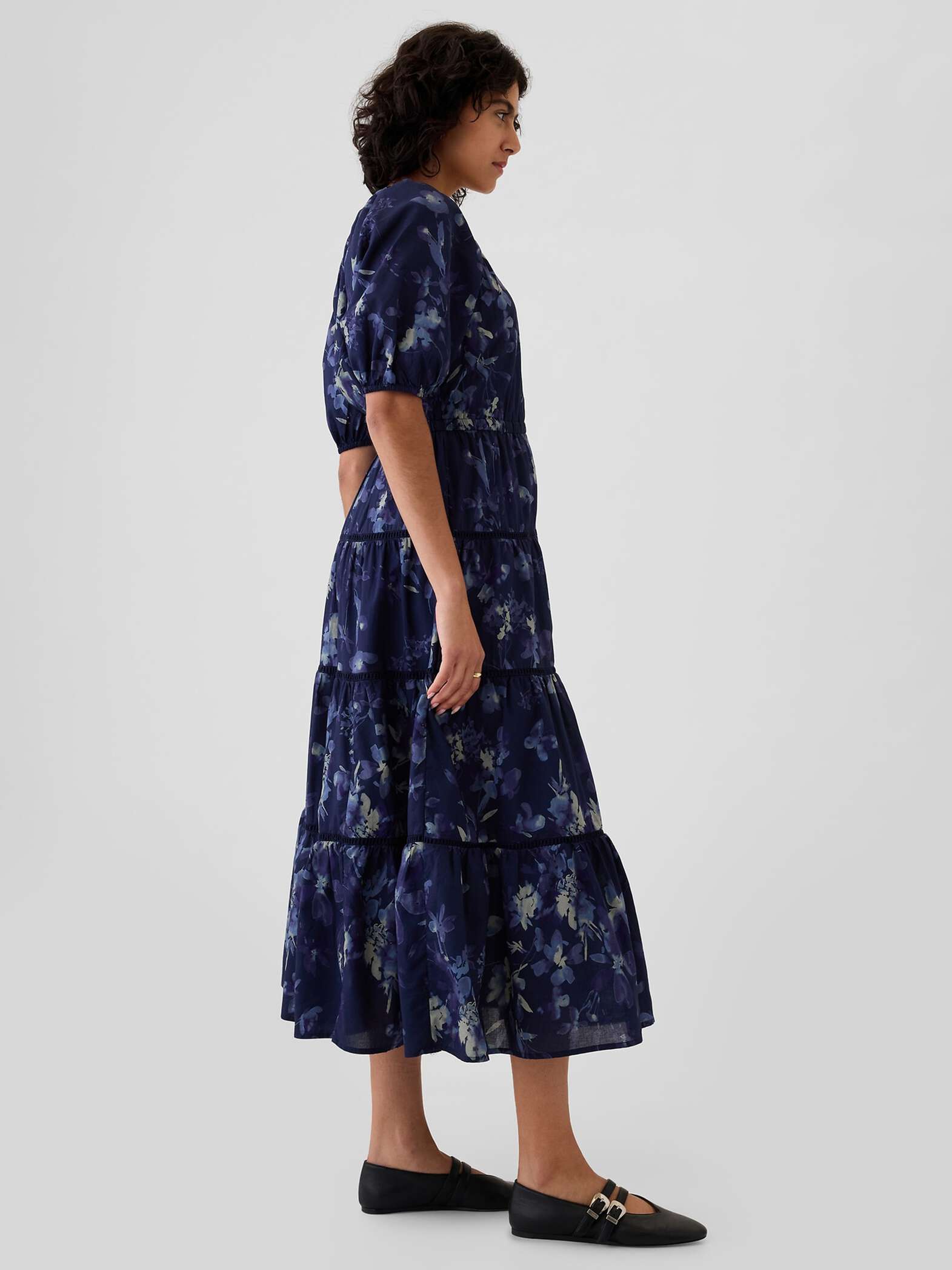 Vestito lungo chemisier a balze_2