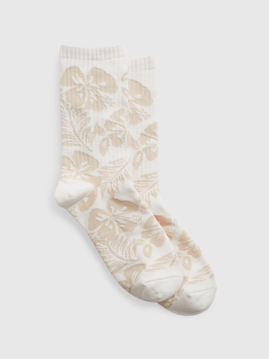 Organic cotton midi socks with floral pattern Man_0