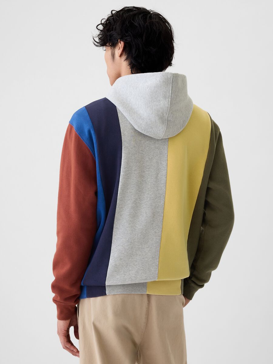 Felpa a righe con cappuccio e stampa logo Uomo_2