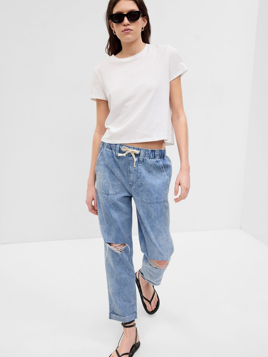 Jeans pull-on easy fit con coulisse Donna_0