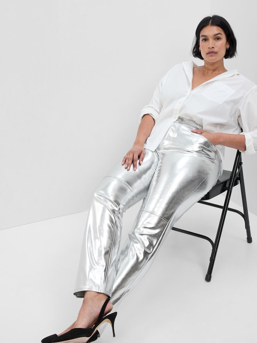 Glossy-effect straight-fit trousers Woman_2