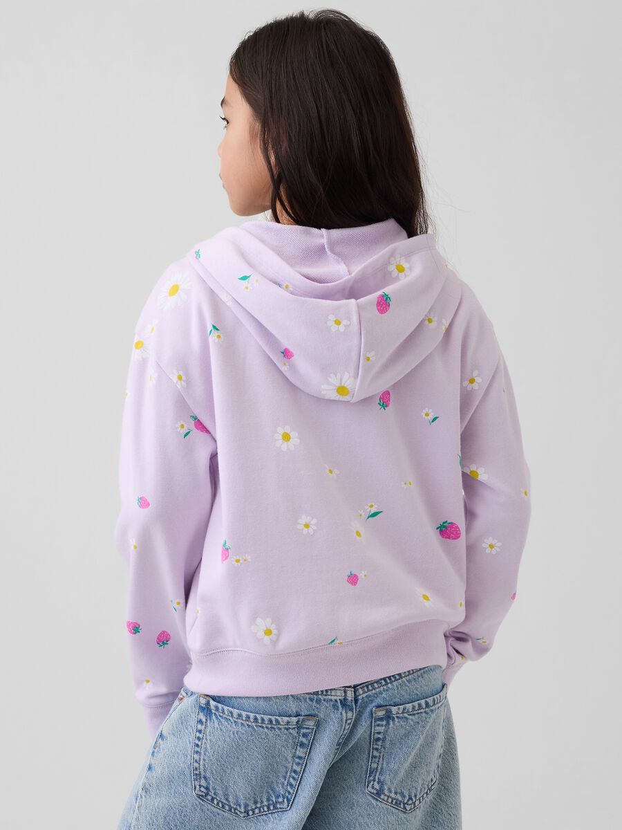 Girls' Purple Cotton Blend Sweatshirt with Floral Pattern Girl_2
