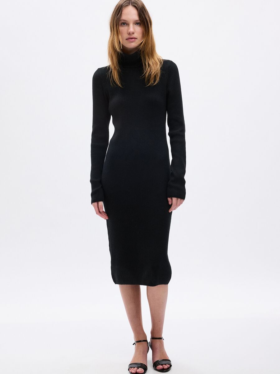 Midi ribbed pencil dress Woman_0