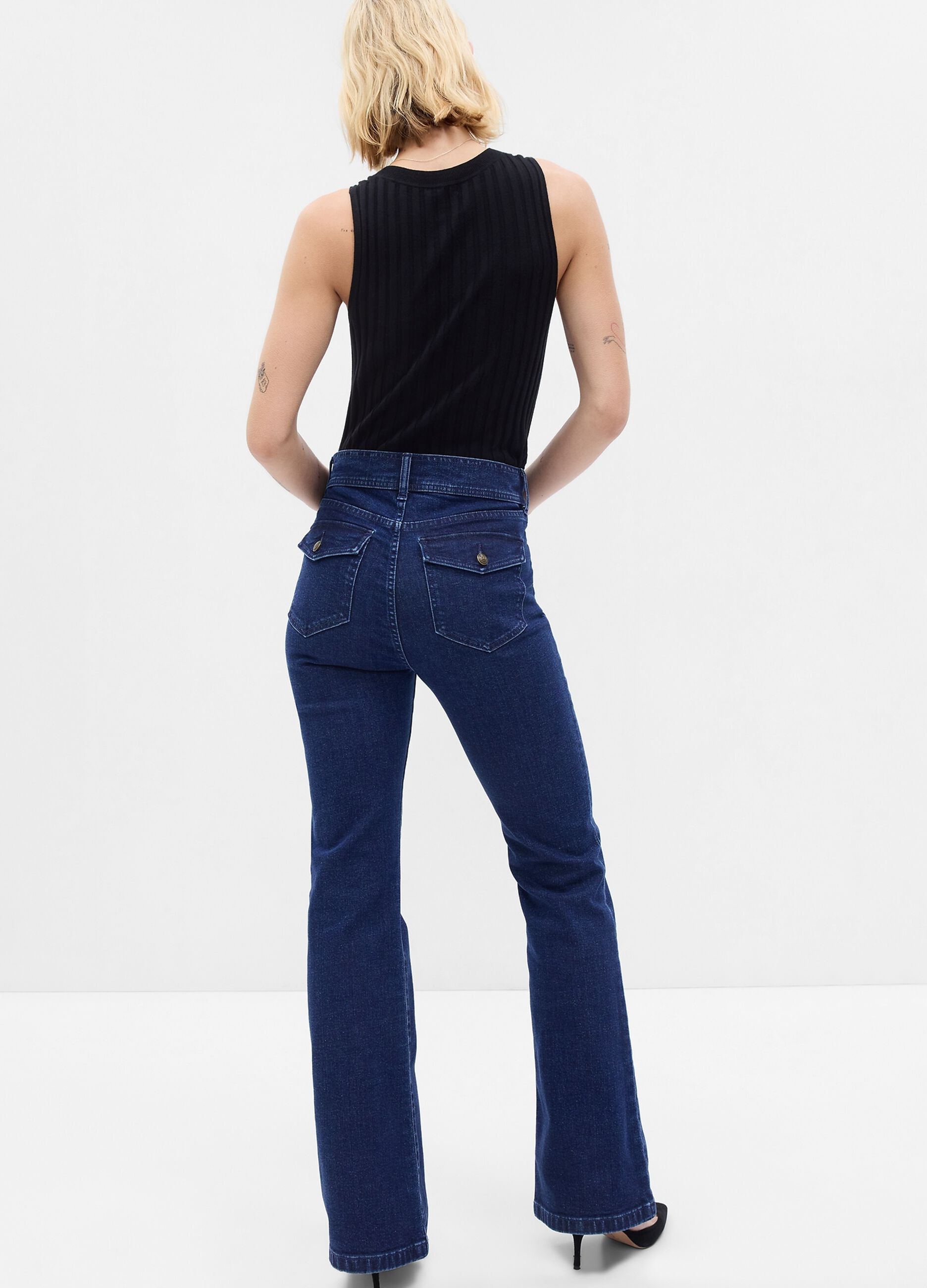 High-rise flare-fit jeans with buttons_1