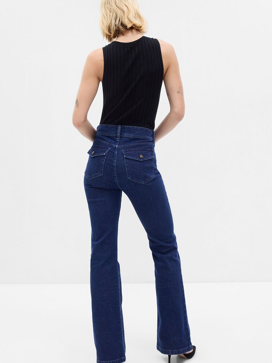 High-rise flare-fit jeans with buttons Woman_1