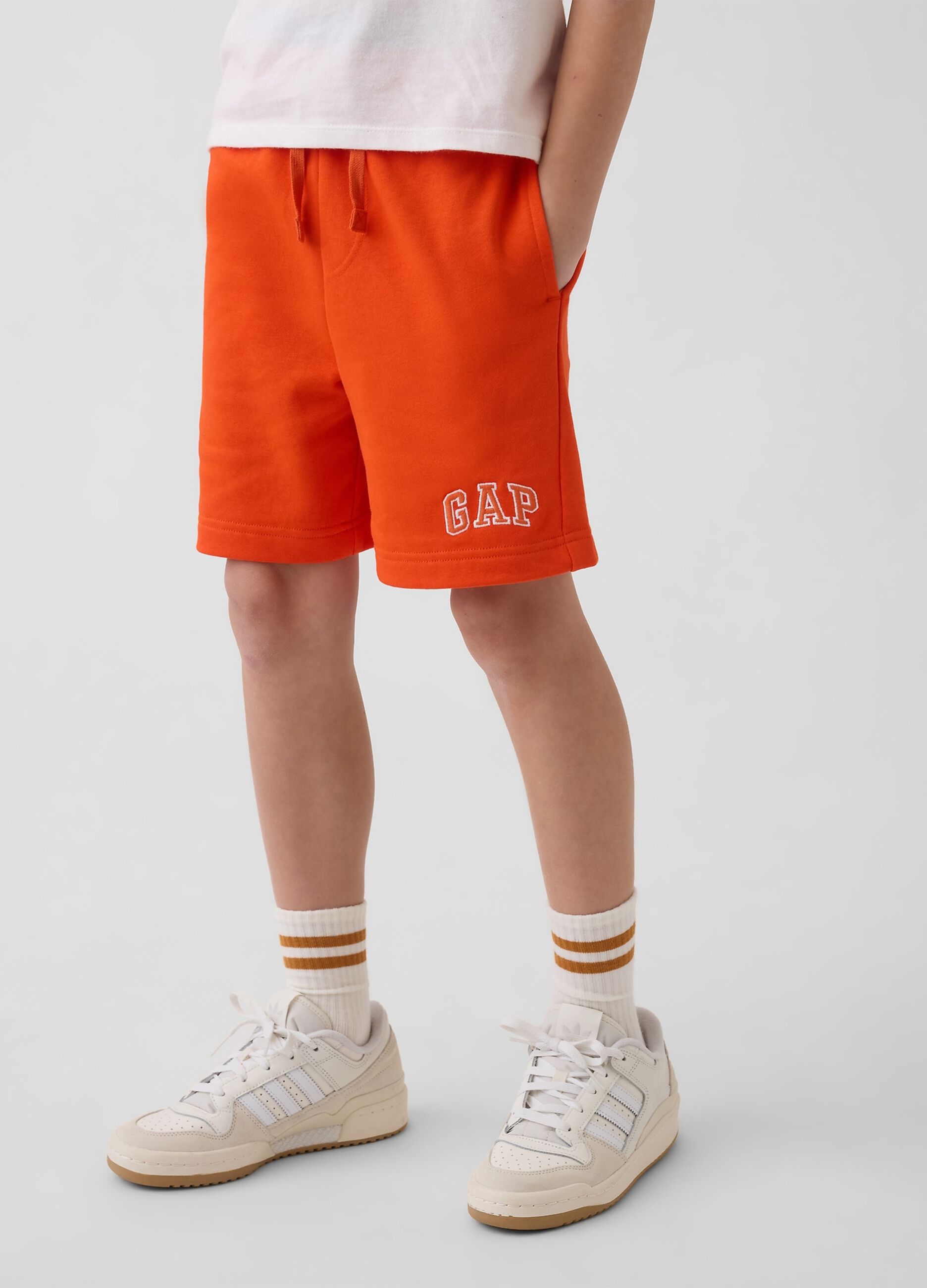 Orange mixed cotton kids shorts regular fit