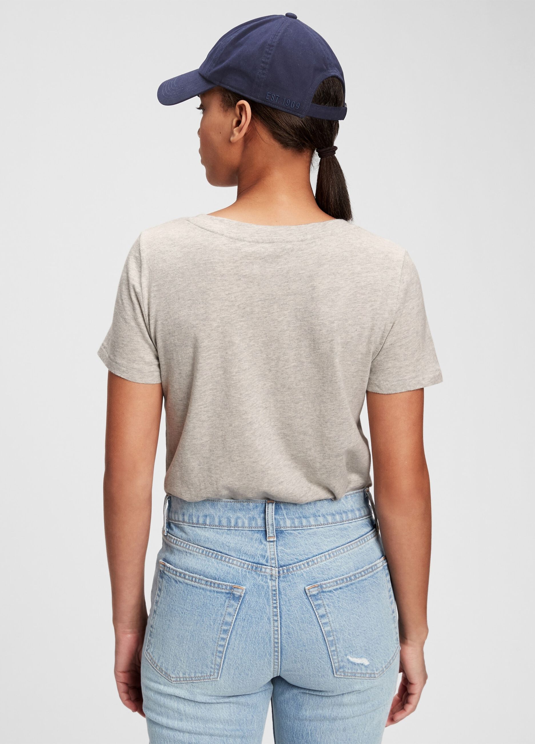 T-shirt melange con scollo a V_1