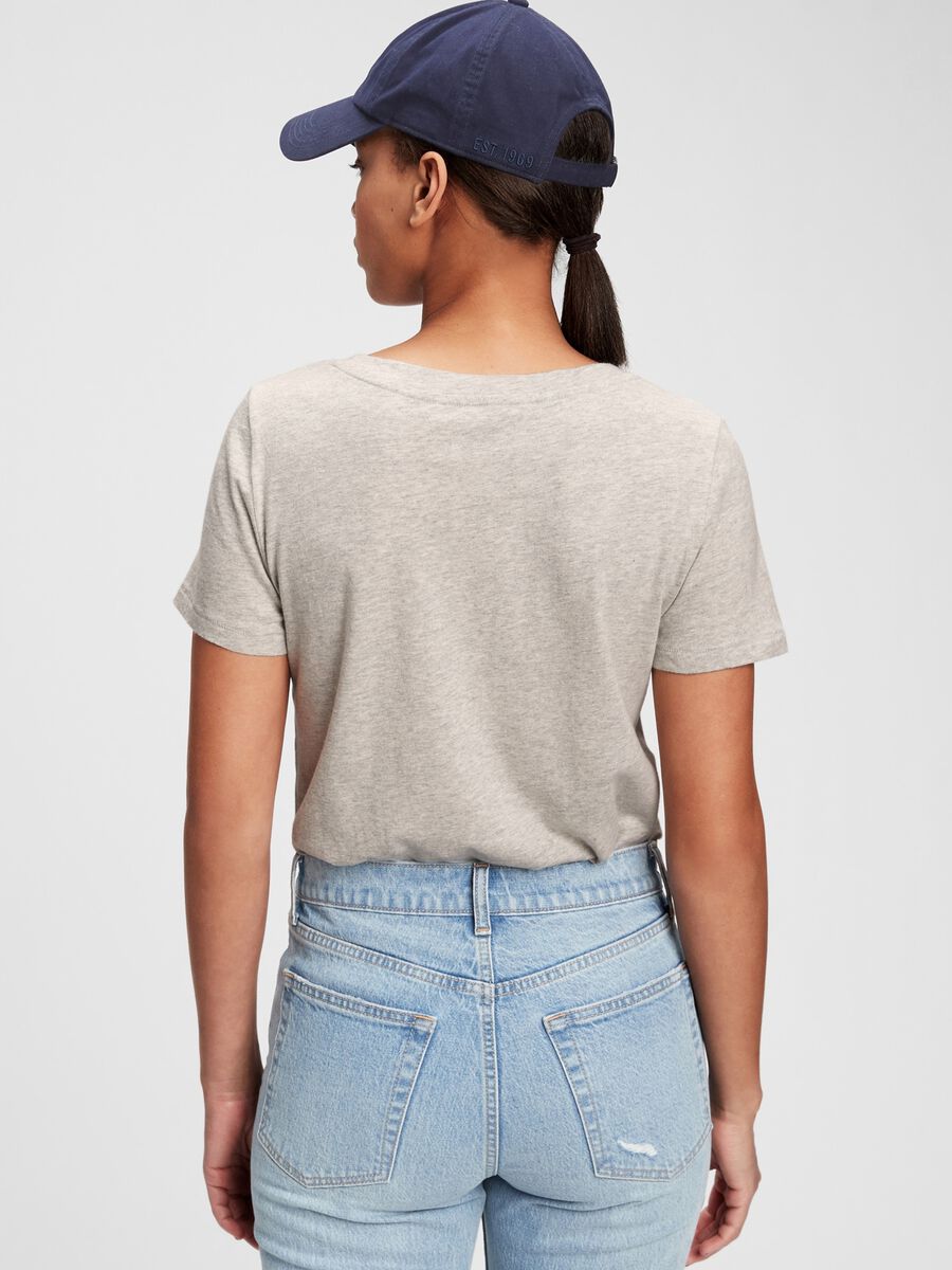Mélange T-shirt with V neck Woman_1