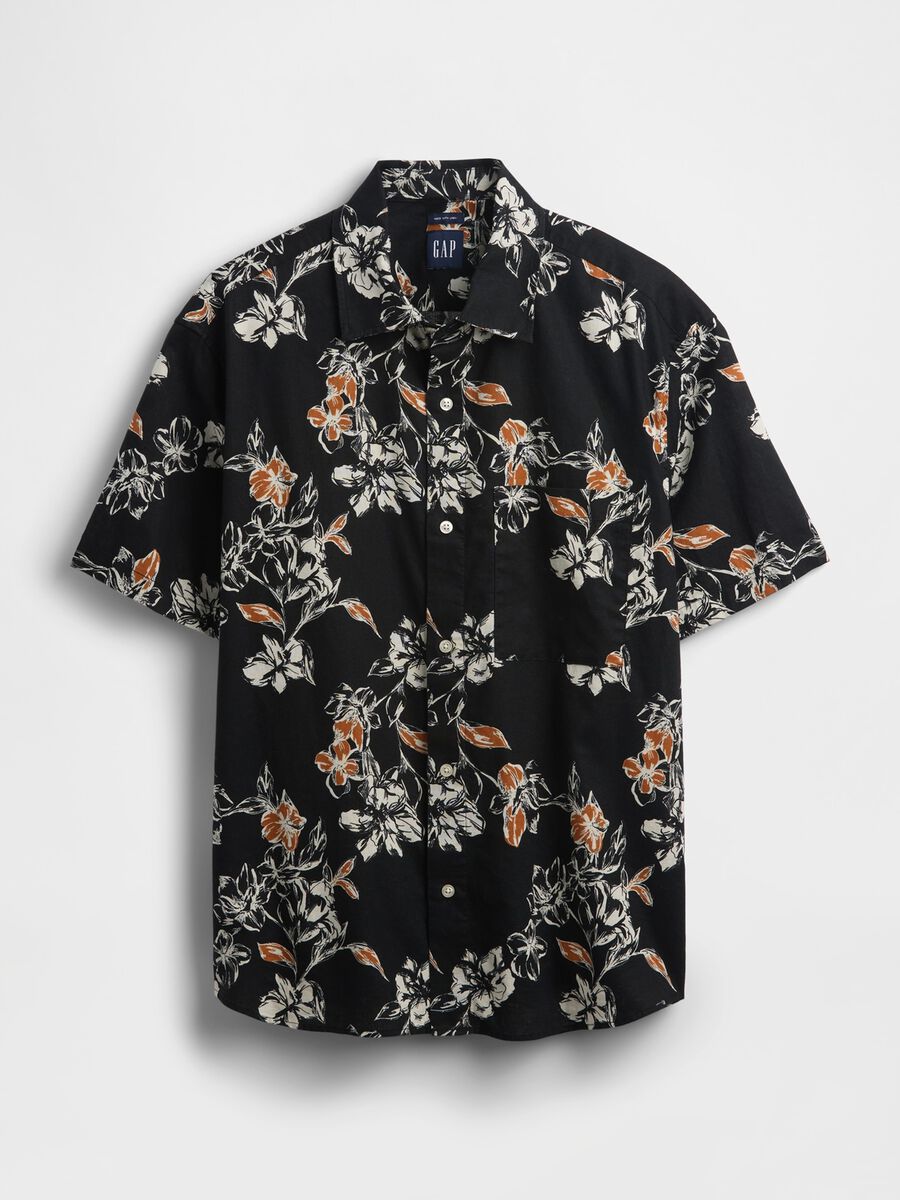 Camicia a fiori in misto lino e cotone Uomo_3
