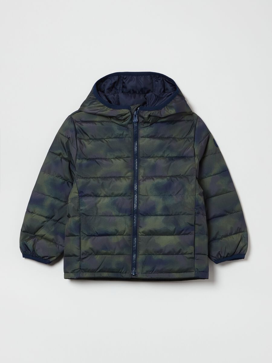 Camouflage padded jacket with hood Toddler Boy_0