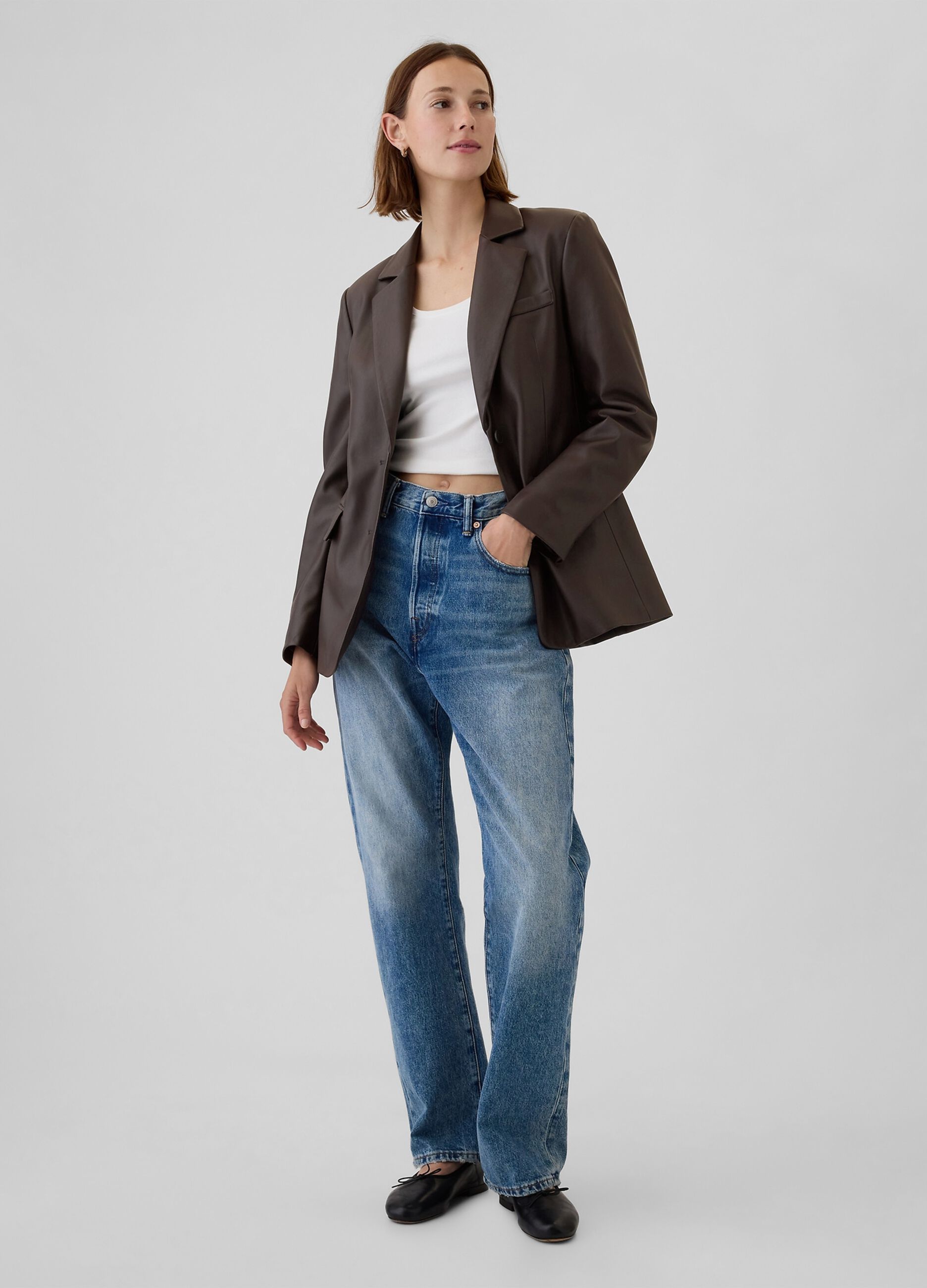 Blazer monopetto effetto lucido_1