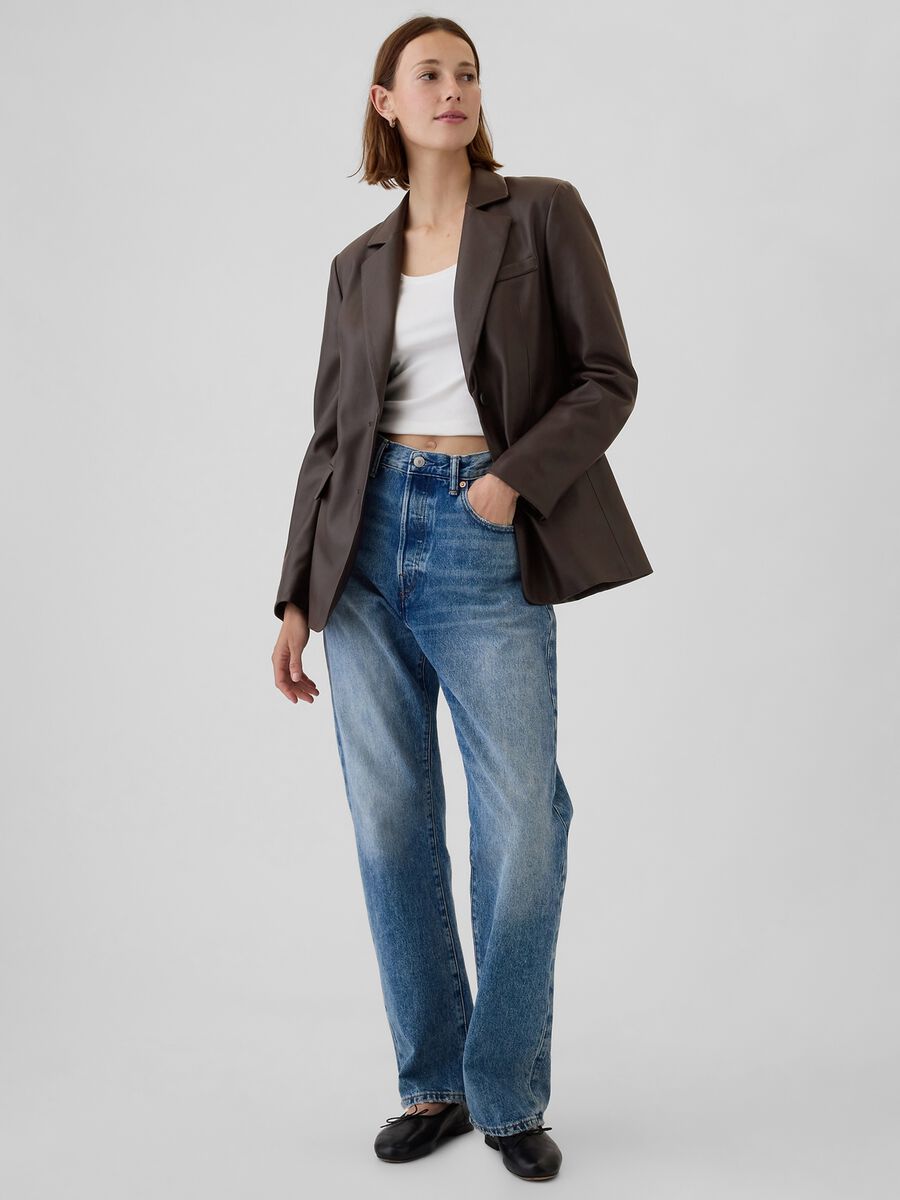 Blazer monopetto effetto lucido Donna_1