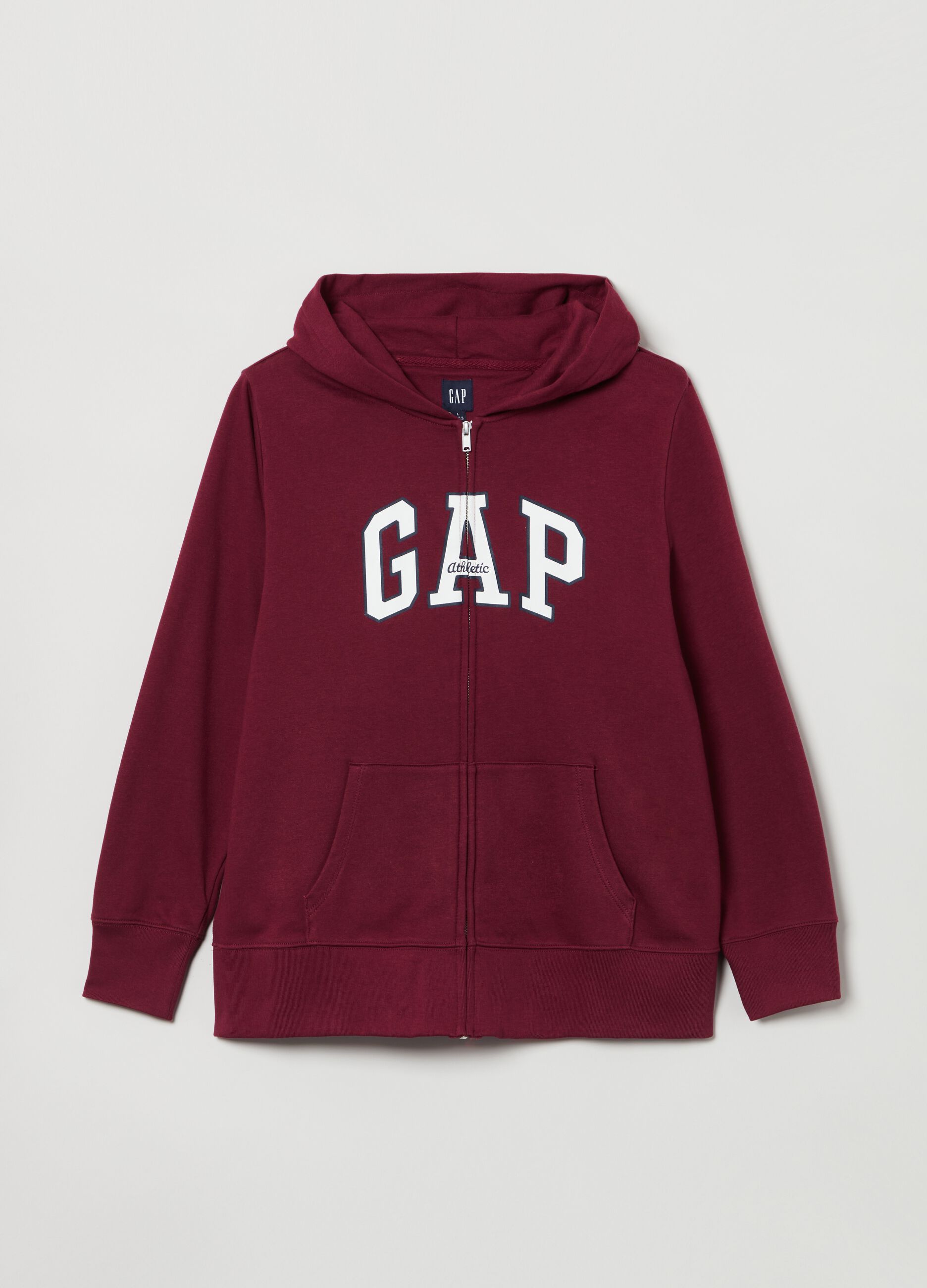 Full-zip hoodie with logo print