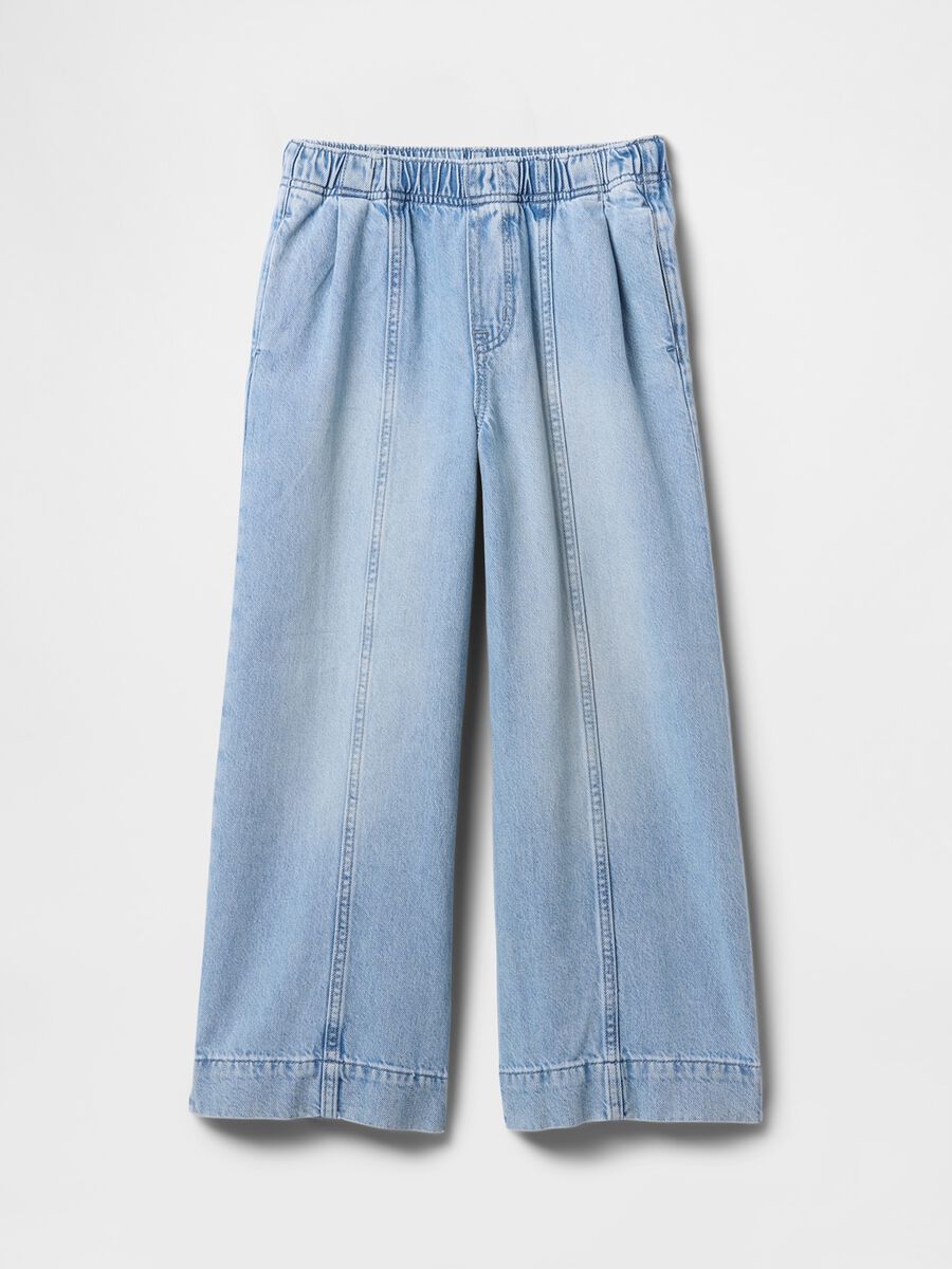 Wide-Leg Denim Trousers GAP Kids Girl_3