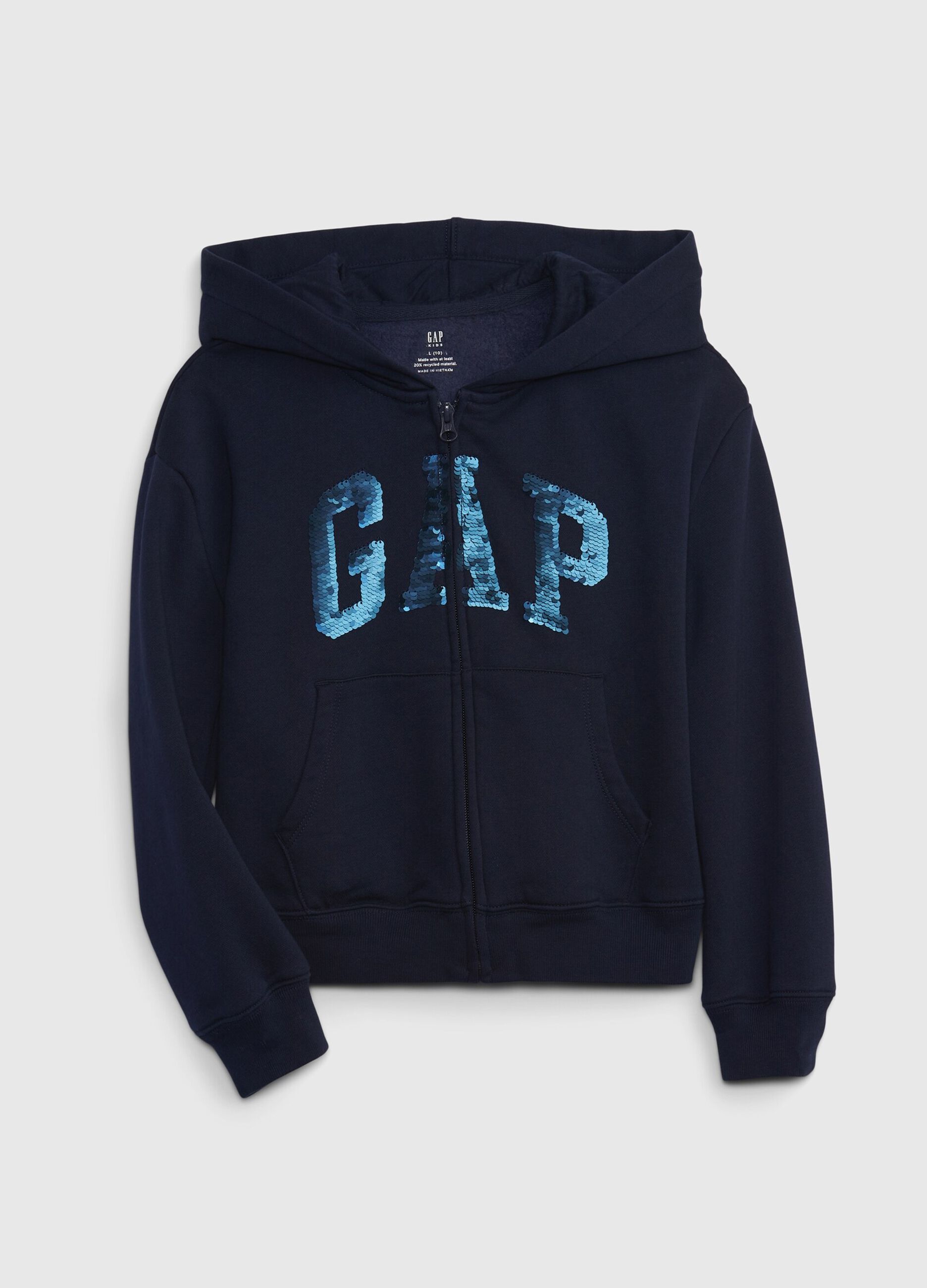 Full-zip logo con paillettes