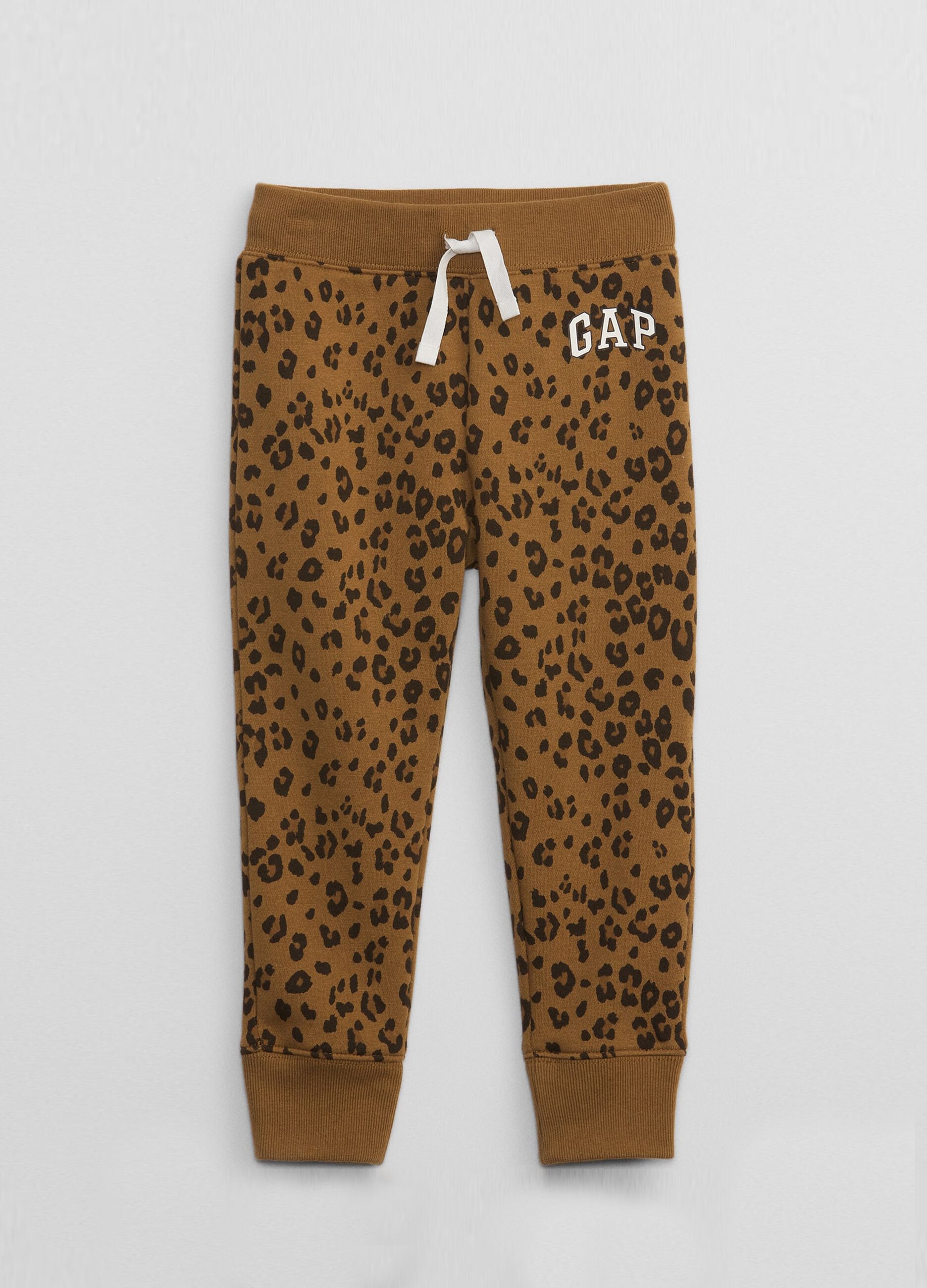 Animal print joggers with logo