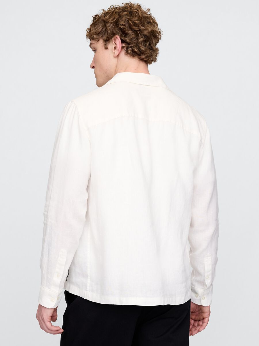 Camicia bianca con ricamo floreale Uomo_2