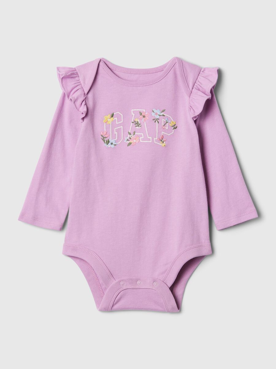 Body in cotone con rouches e ricamo logo Neonato_0