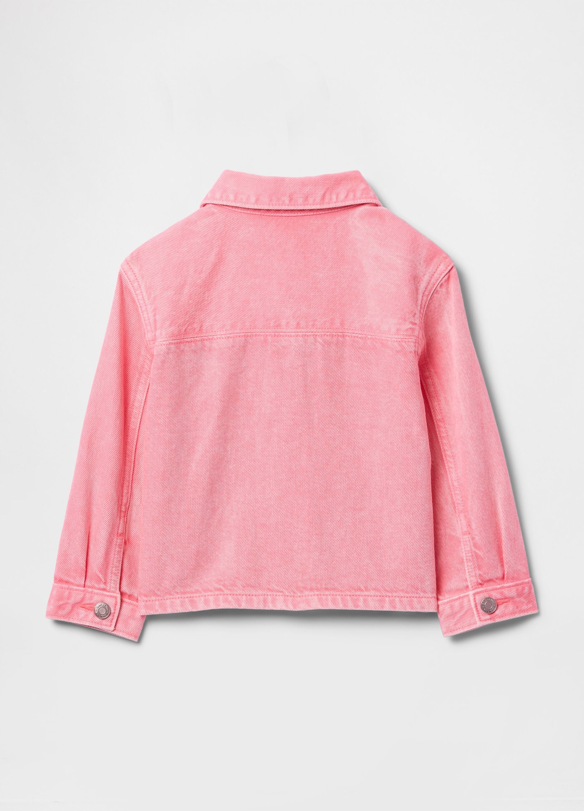 Giacca rosa denim per bambina con logo ricamato_2
