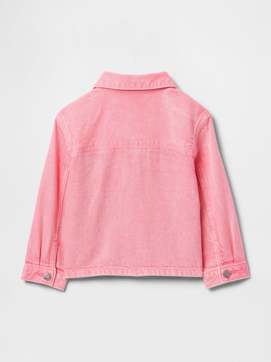 Pink denim jacket for girls with embroidered logo Baby Girl_2