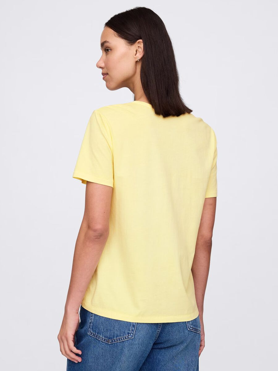 T-shirt gialla in puro cotone Donna_2