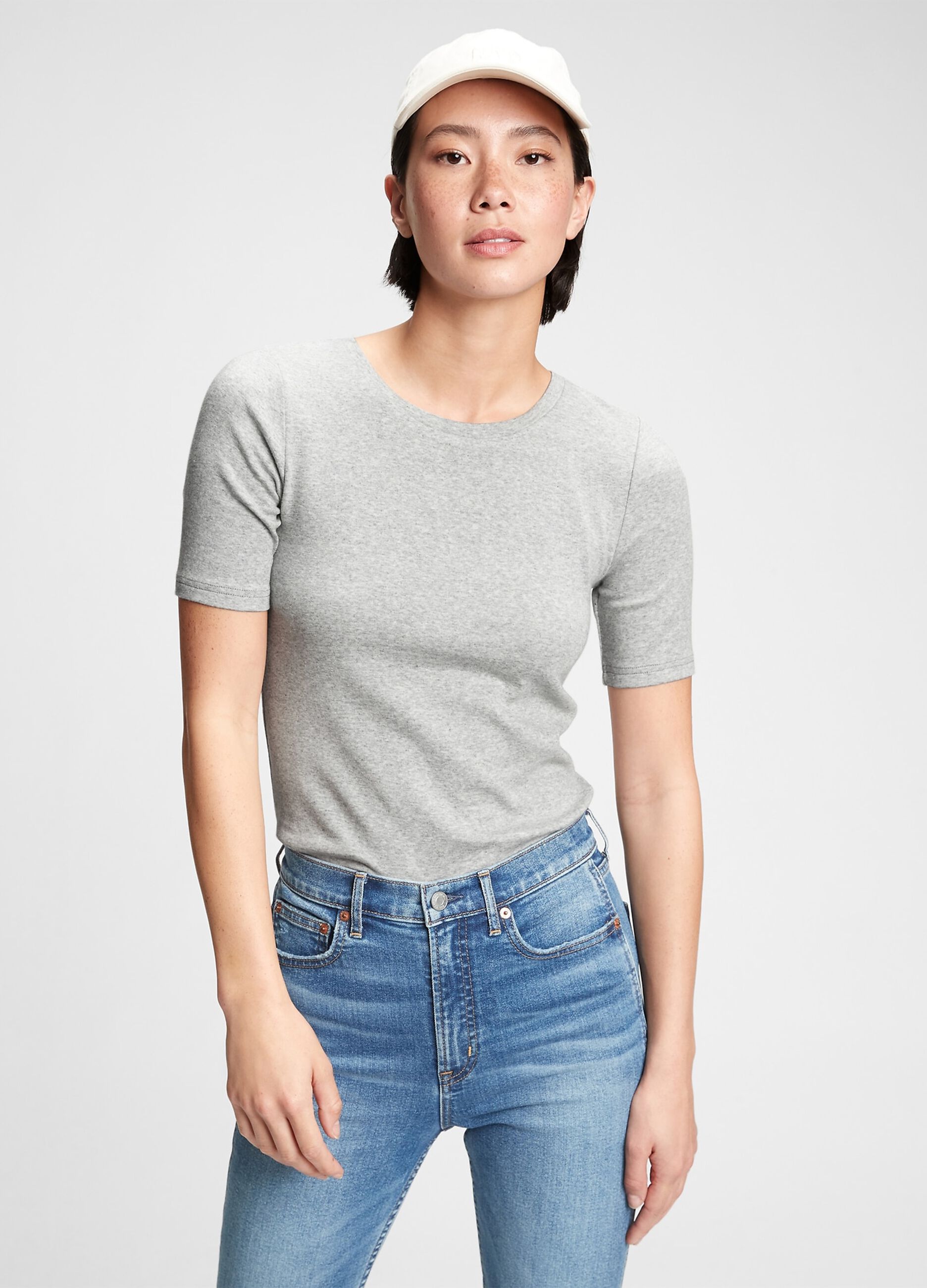T-shirt girocollo in cotone e modal stretch