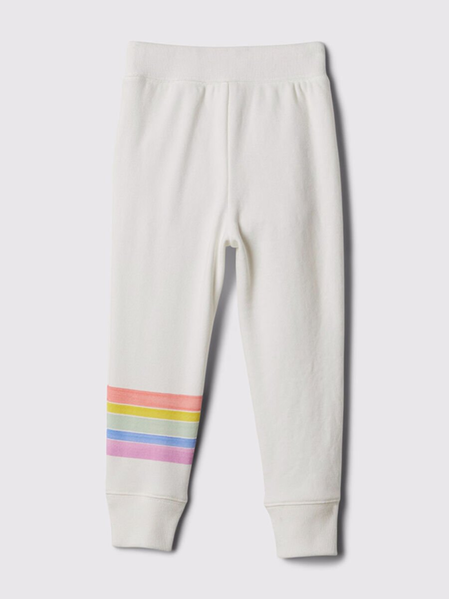 Pantaloni jogger bianchi con righe multicolor GAP Bimba_1