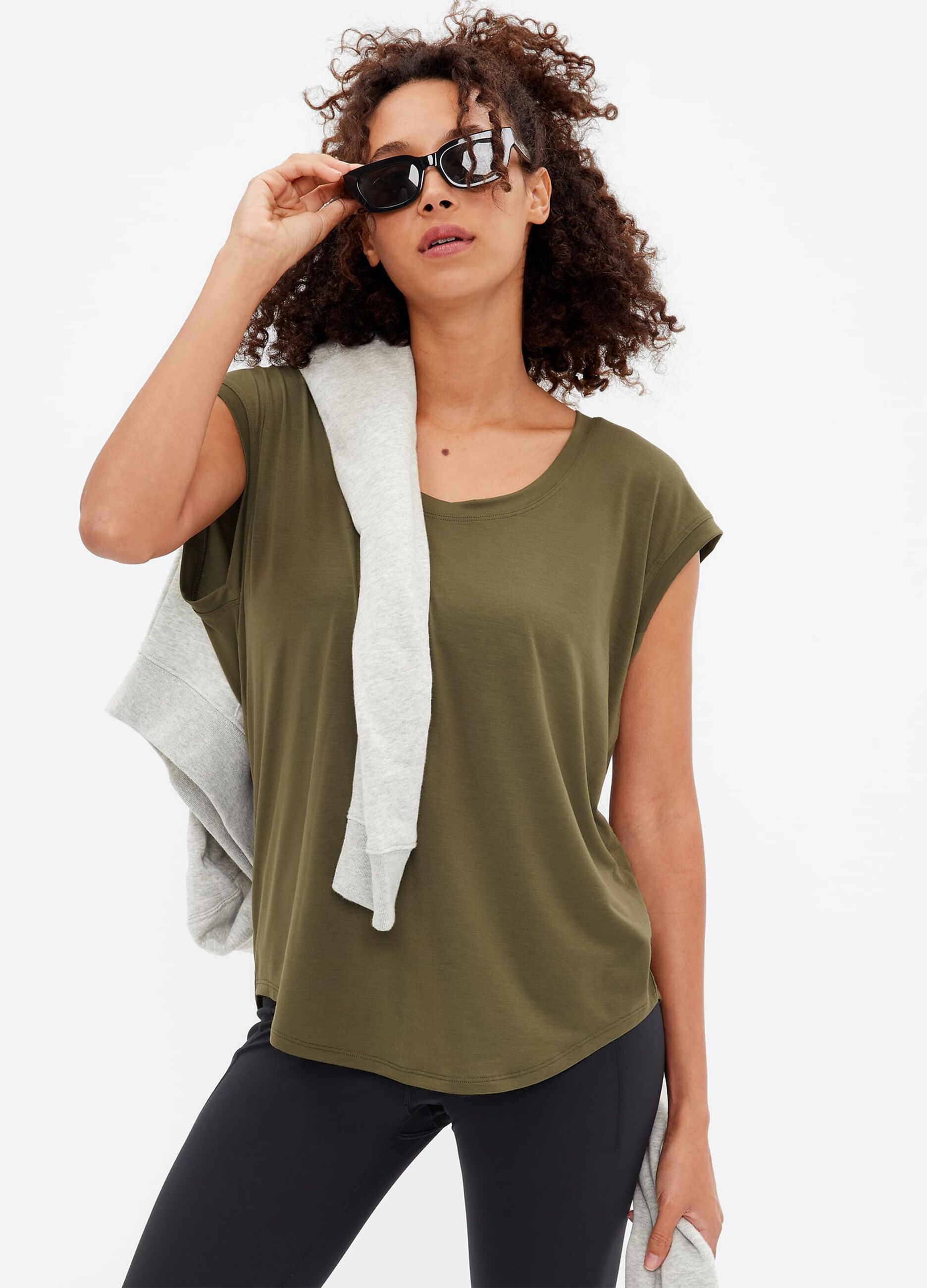 Solid colour stretch T-shirt