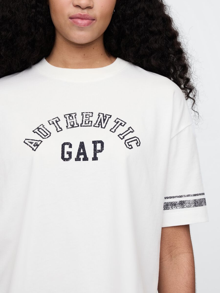 T-shirt corta in cotone bianco Gap Donna_3