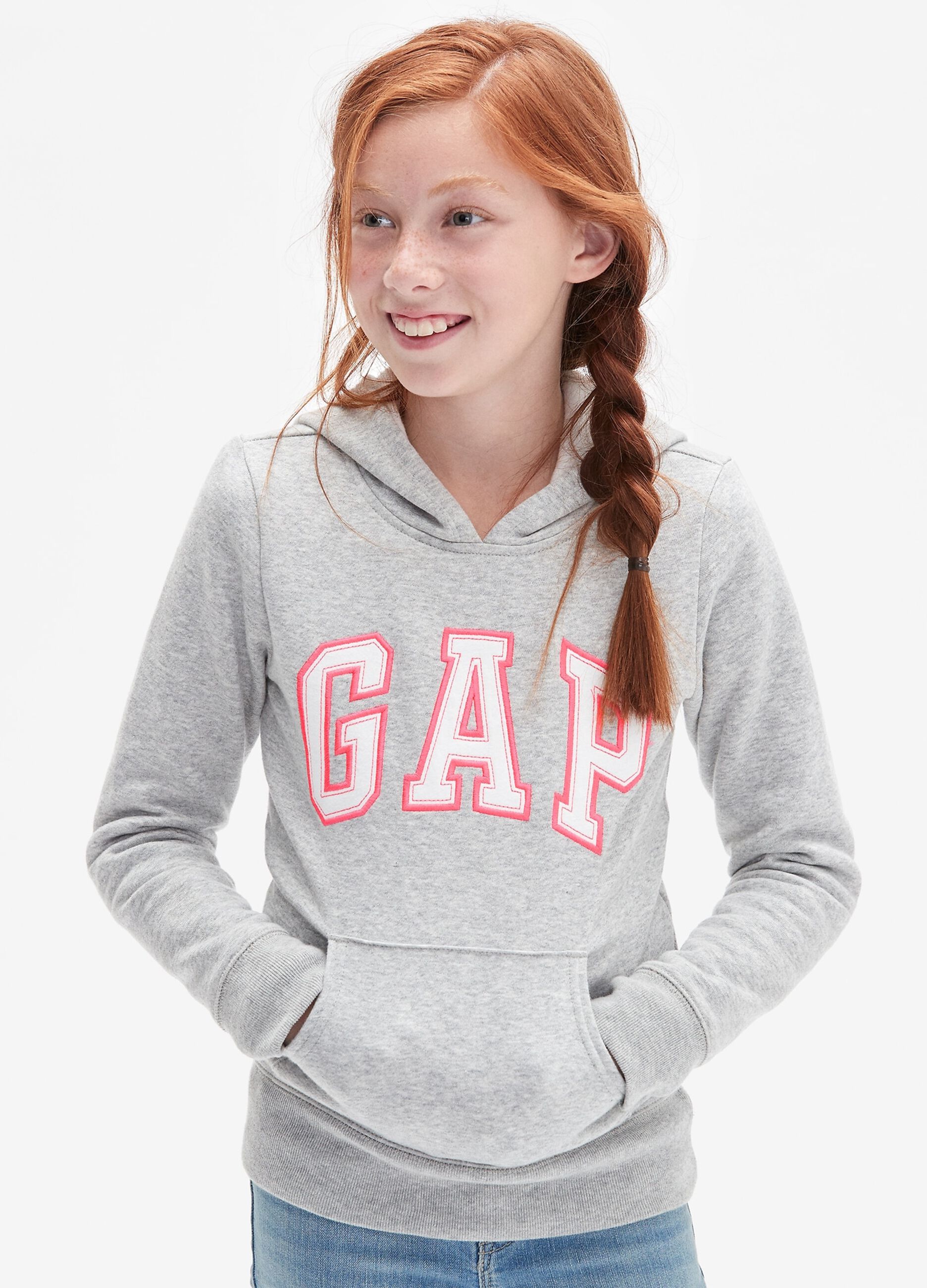 Sweatshirt with hood and logo patch