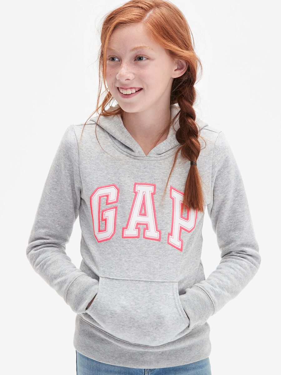 Sweatshirt with hood and logo patch Girl_0