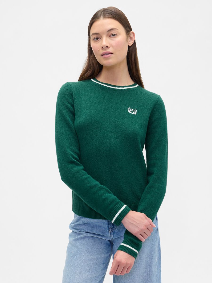 Green Crew Neck Sweater Woman_0