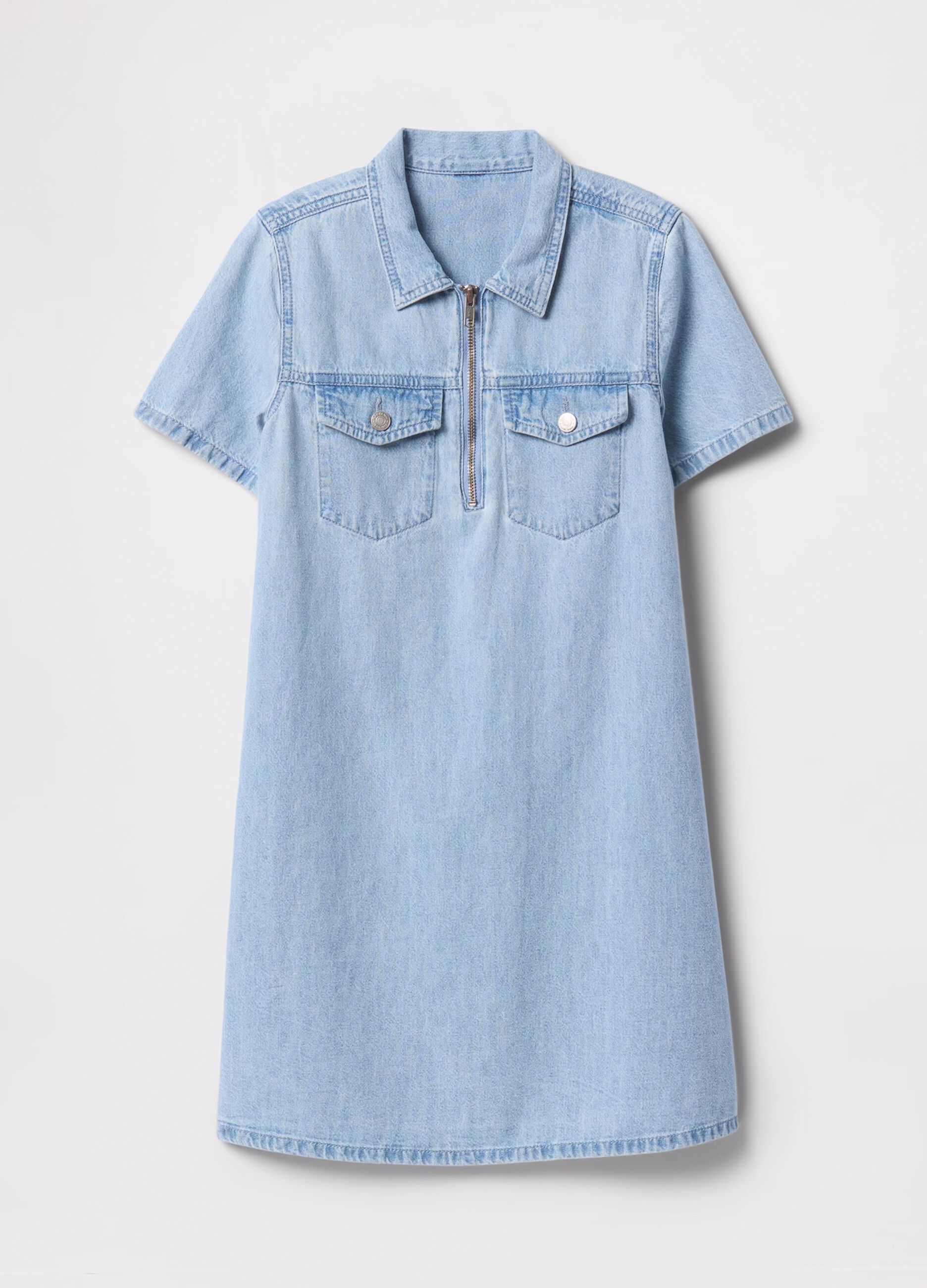 Abito denim in cotone con zip_2