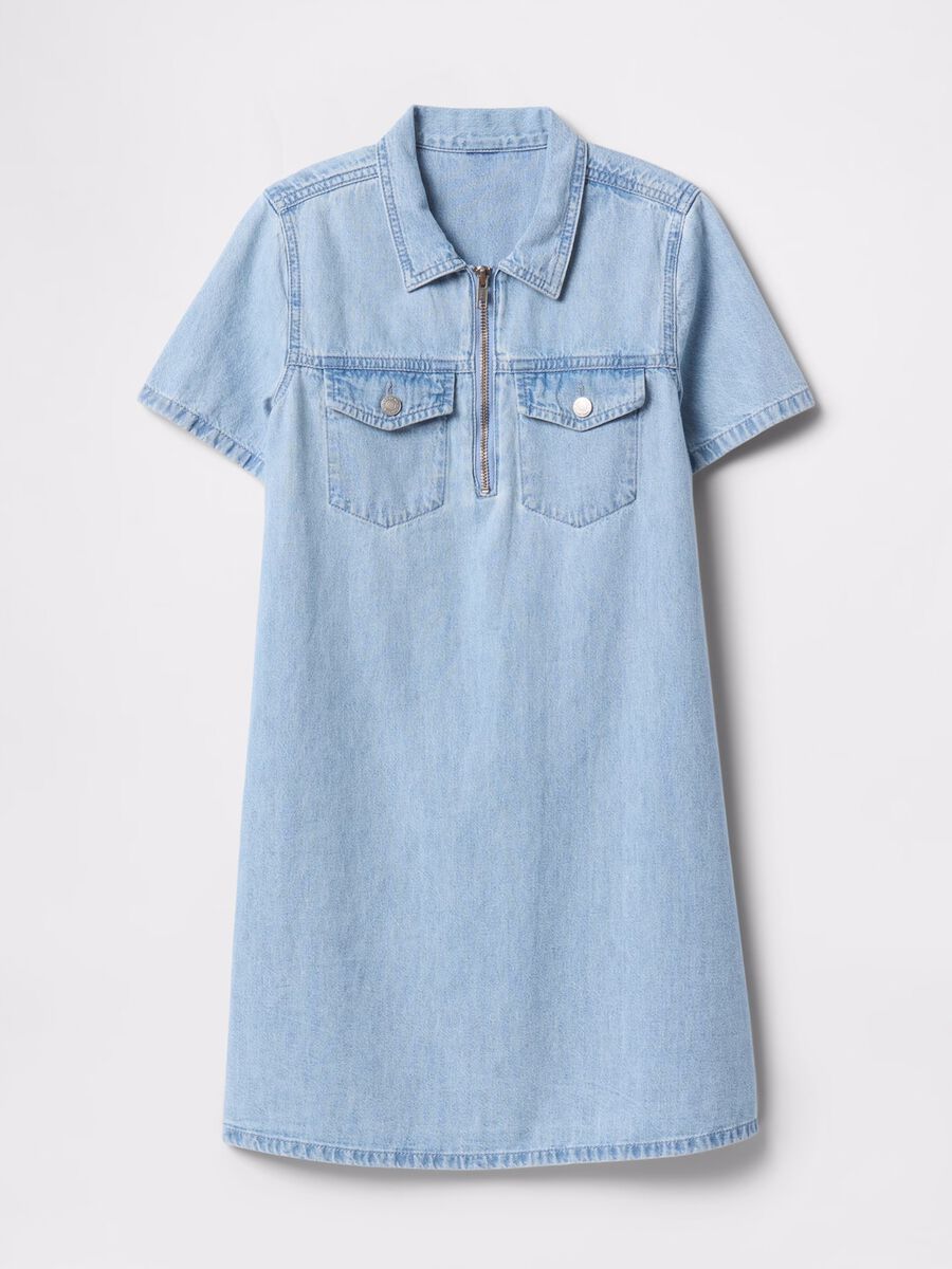 Blue denim dress with zip and pockets GAP Kids Girl_2